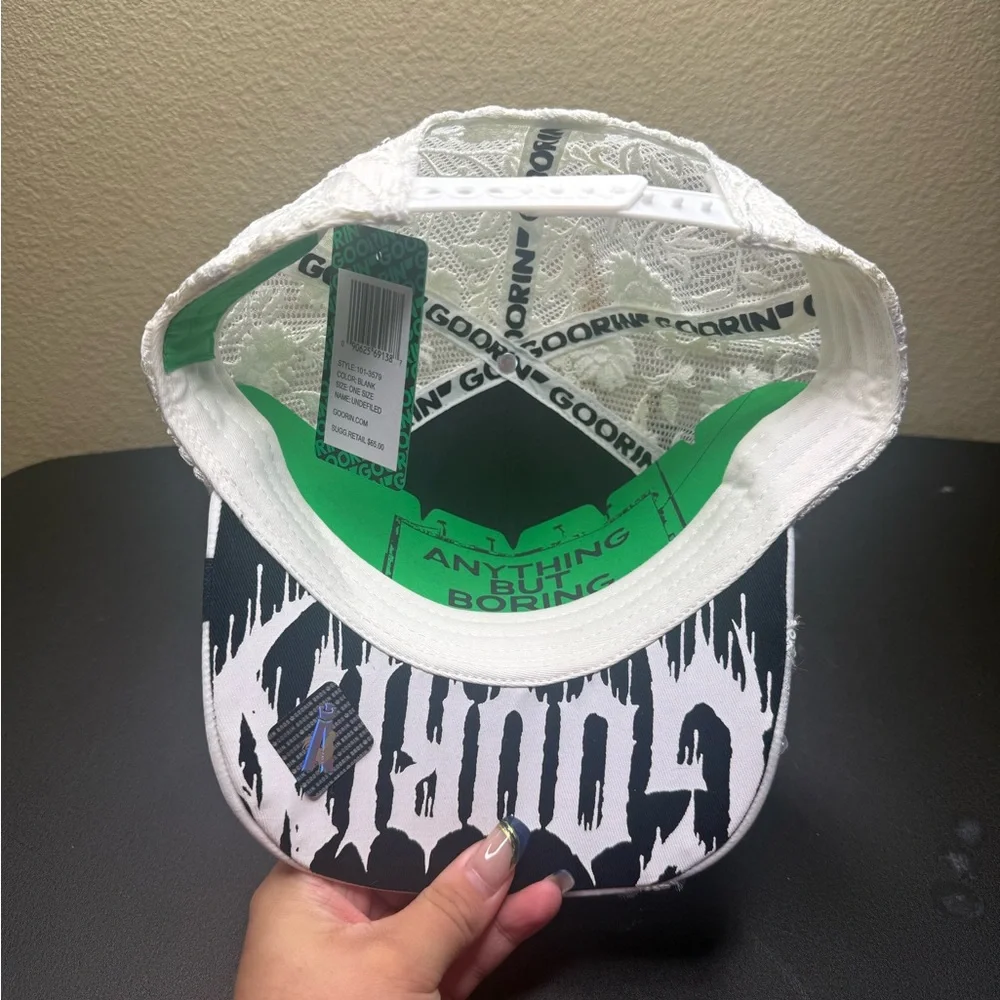 Goorin Bros. Black Swan Floral Lace Trucker Hat White NWT